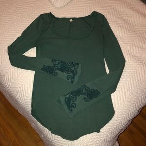 Free People Embroidered Long Sleeve Thermal